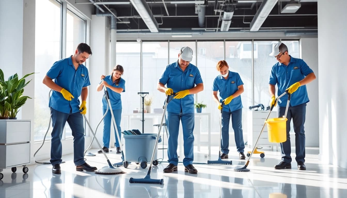 Effiziente Gebäudereinigung Ulm durch erfahrenes Team in einem modernen Büro.