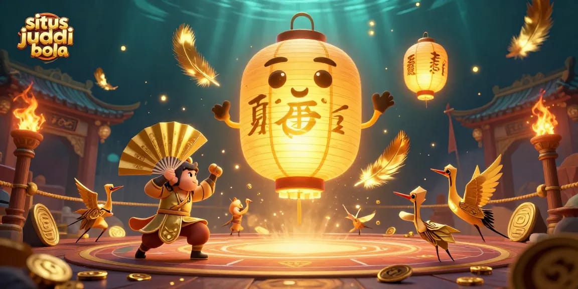 Engage with situs judi bola through a vibrant night market casino scene featuring dynamic characters.