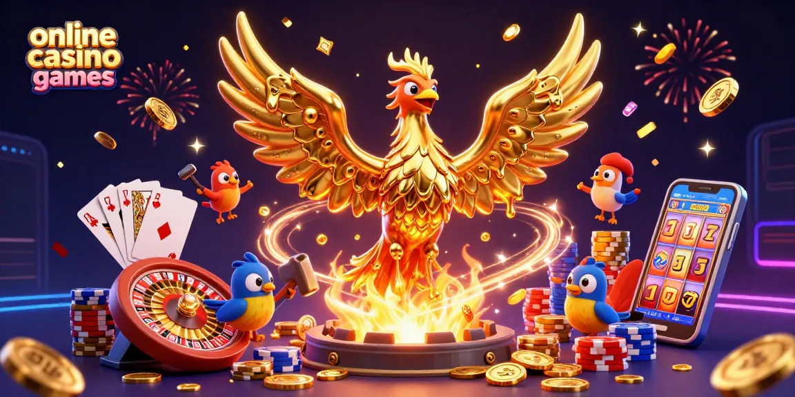 Experience the thrill of online casino games with dynamic 3D elements and vibrant graphics.