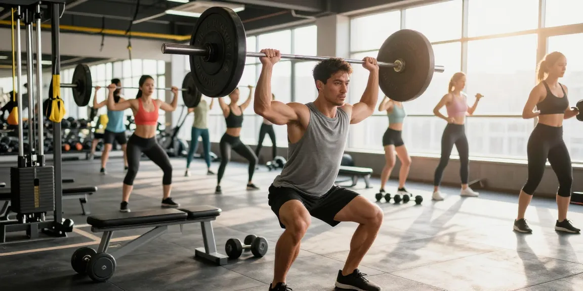 Anabolika Shop mit Bodybuilder im Fitnessstudio, der Gewichte hebt und ein motivierendes Umfeld zeigt.