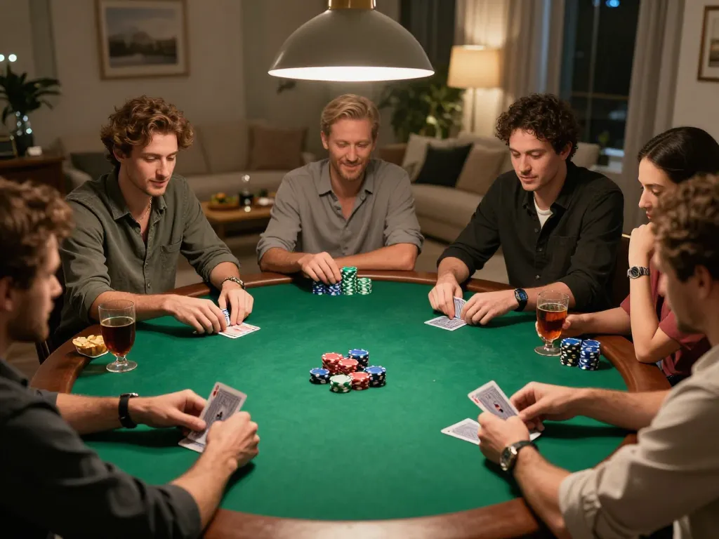 GO8 players enjoying an exciting poker night with chips and cards in action