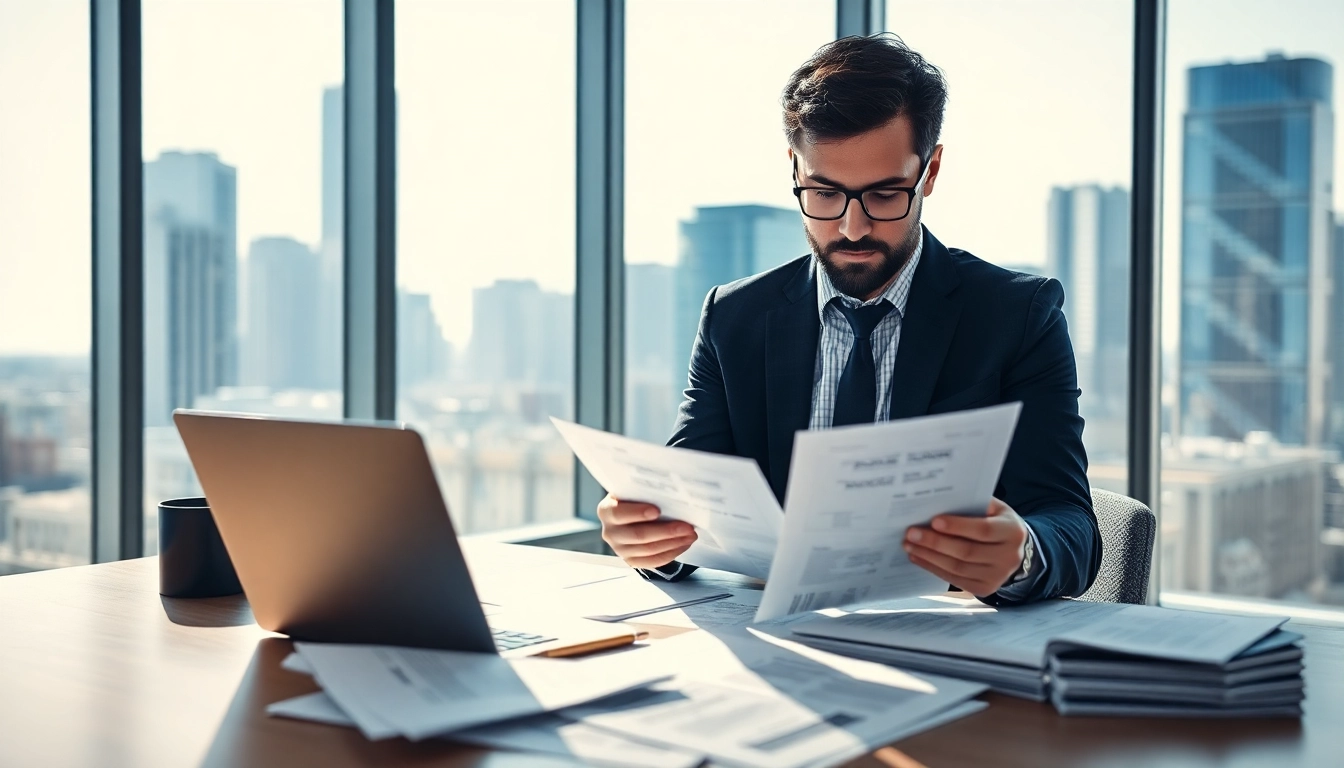 Headhunter Ingenieure analysiert Ingenieur-Lebensläufe in einem modernen Büro.
