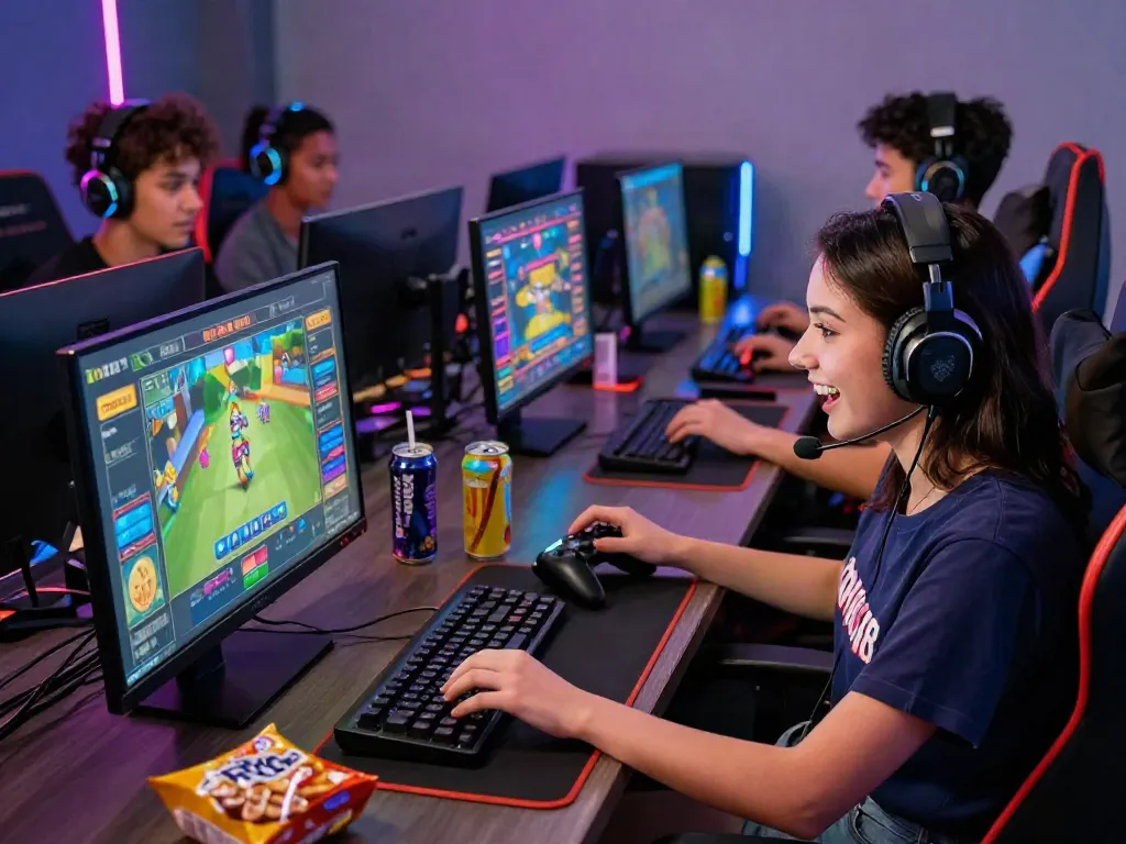 Engaged players enjoying ROKOK88 online gaming experience with vibrant atmosphere.