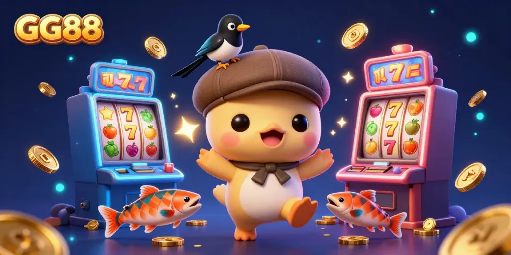 Engage in fun with GG88's vibrant casino slots featuring a playful Loch Ness monster scene.