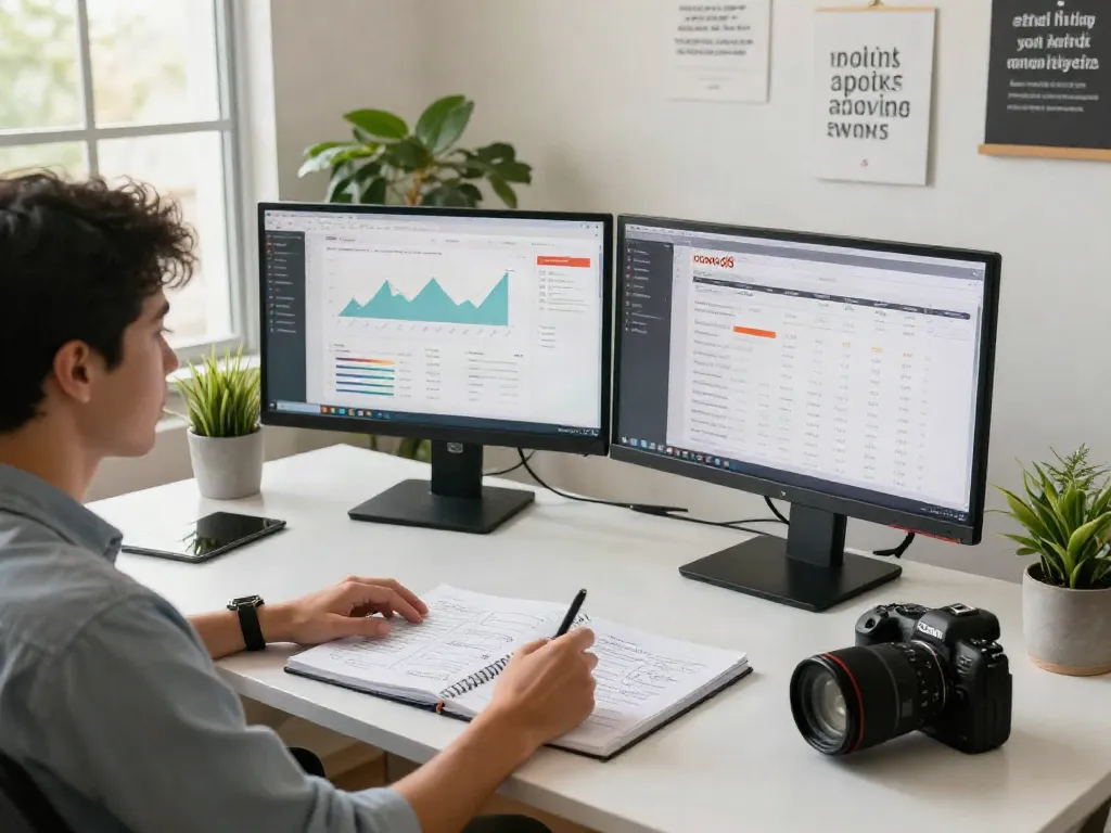 Analyzing digital marketing trends for rokok88 in a productive workspace.