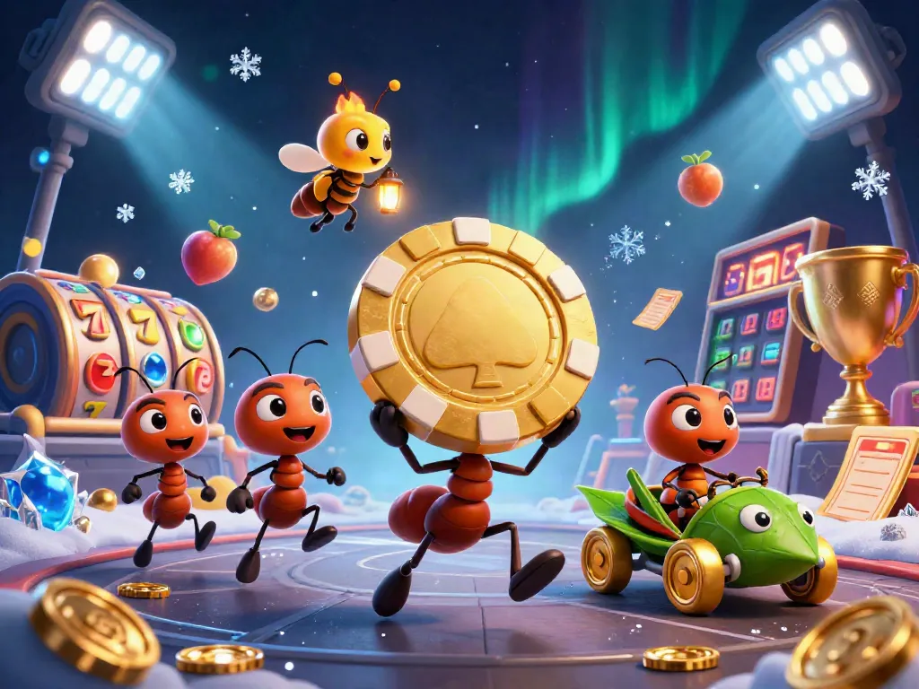 Experience the vibrant excitement of 789club with a dynamic heist by cartoon ants and casino elements.