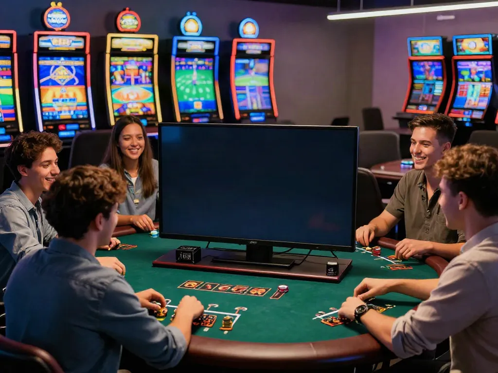 Engaging online gambling scene at https://gem88.bz/ showcasing friends enjoying diverse gaming experiences.