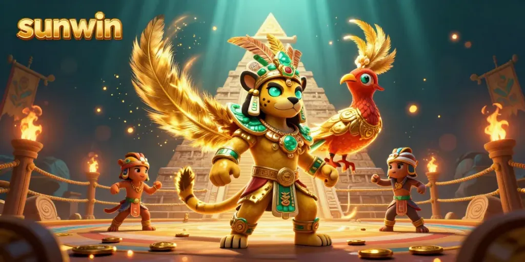 Engage in thrilling slots at Sunwin with vibrant casino elements and exciting characters