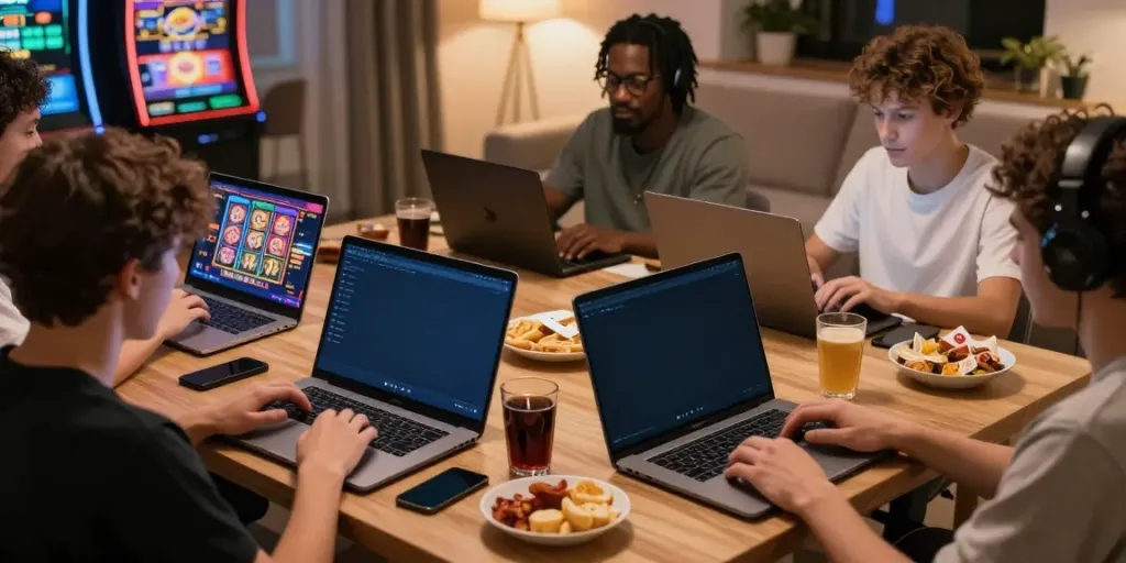 ku88 online gaming players enjoying various games in a cozy setup